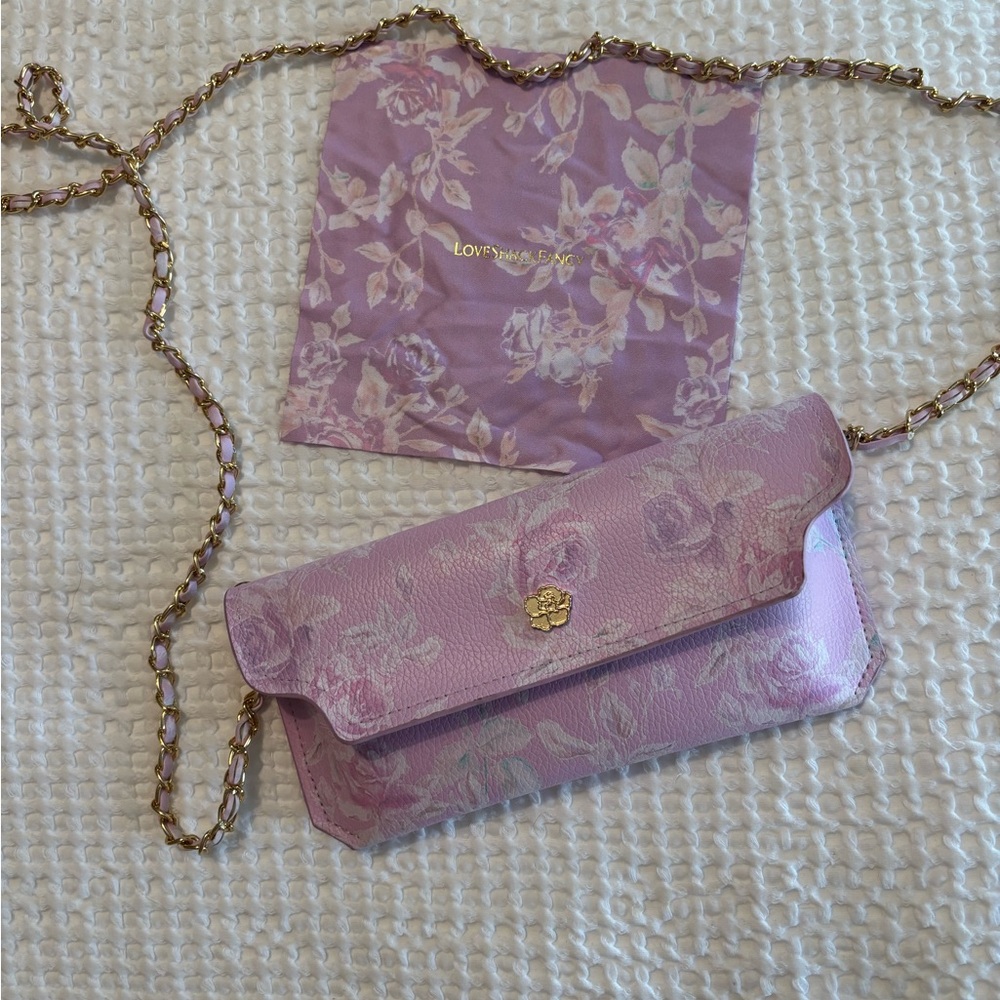 LOVESHACKFANCY Pink Floral Glasses Bag